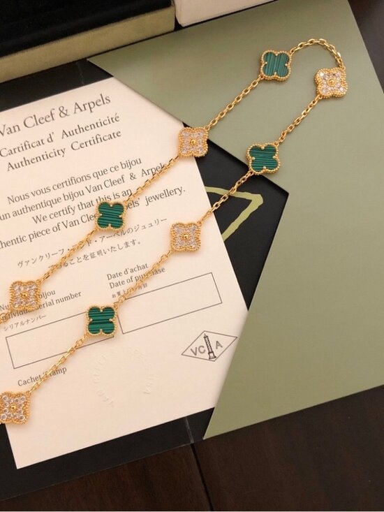 Van Cleef & Arpels Jewelry - Van Cleef & Arpels Alhambra Necklace • Gold Malachite & Diamond